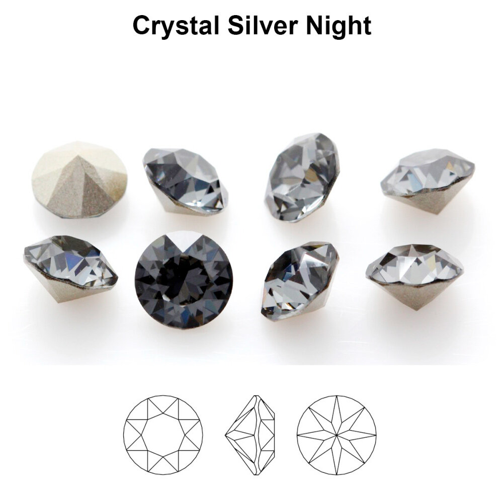 Ювелирный кристалл Swarovski, Шатон (#1088), pp24 (3.1мм), Серебряная ночь, с фольгой, 20 шт.