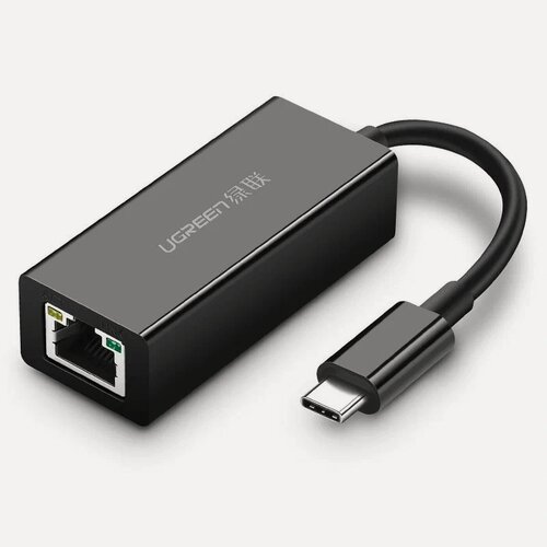 Изображение товара Адаптер UGREEN US236 (50307) USB-C 3.1 GEN1 Male to 10/100/1000Mbps Ethernet Adapter. Цвет: черный