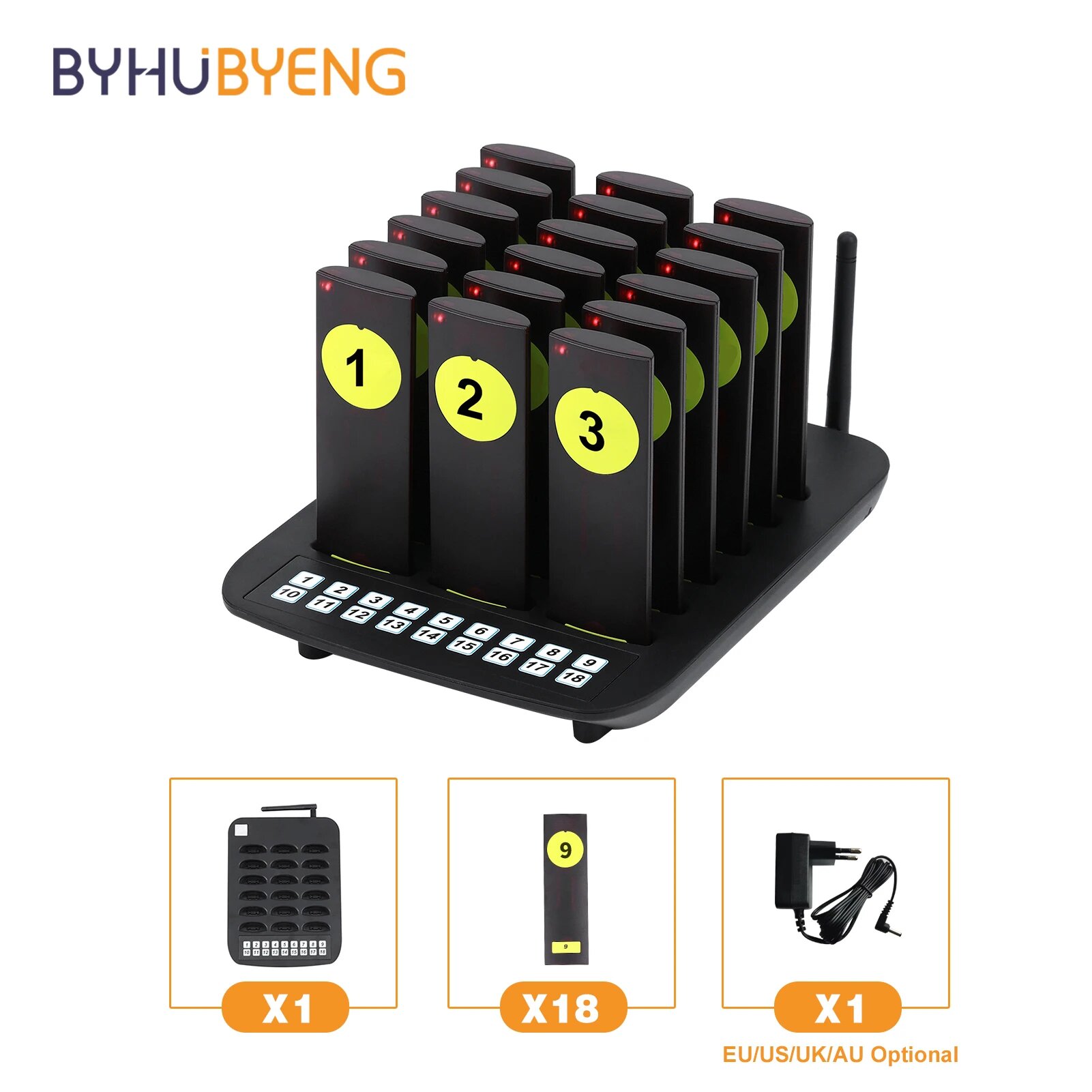 BYHUBYENG Беспроводная система пейджеров 18 штук 1-18 Pagers