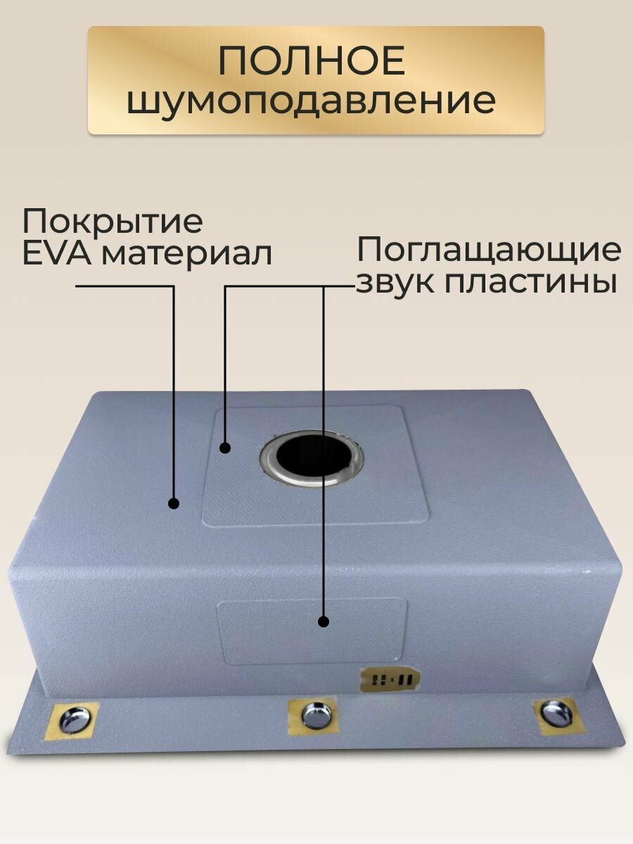 Мойка на кухню из нержавеющей стали 70х50см черный графит. Раковина для кухни — фото 1