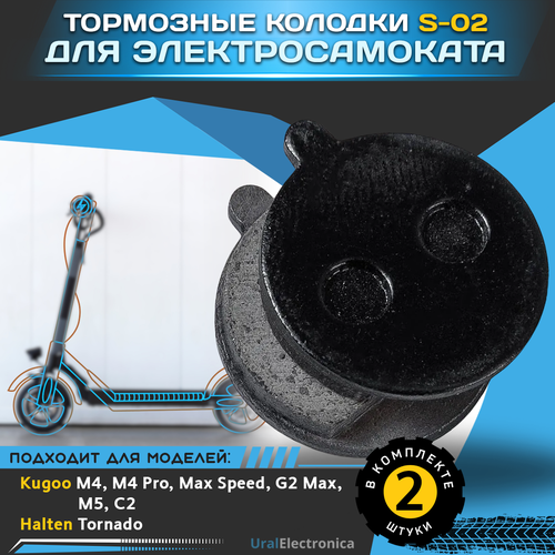 Тормозные колодки S-02 для электросамокатов Kugoo M4, M4 Pro, Max Speed, G2 Max M5, С2/Halten Tornado