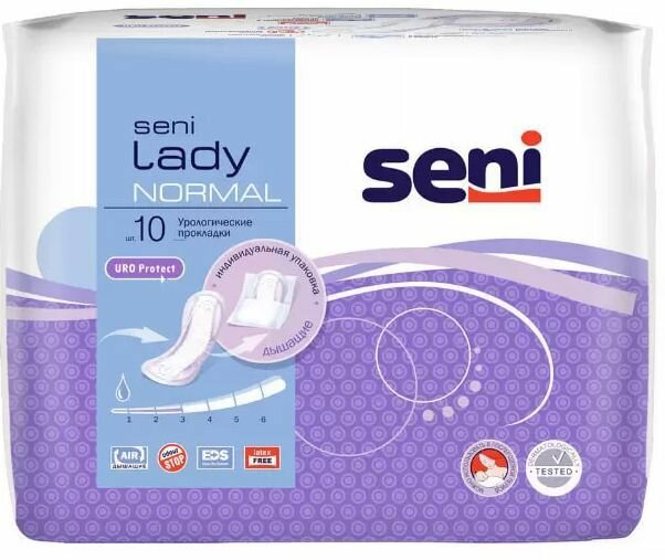 Картинки Урологические прокладки Seni Lady Normal, впитывающий суперабсорбент, 10 штук