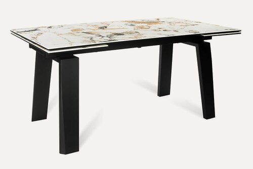 Изображение товара Стол обеденный керамический раздвижной PANAMA 160 ELITE CER на металлокаркасе, столешница керамика, 160(240)х90 см (бежевый гранит глянец/черные ножки)