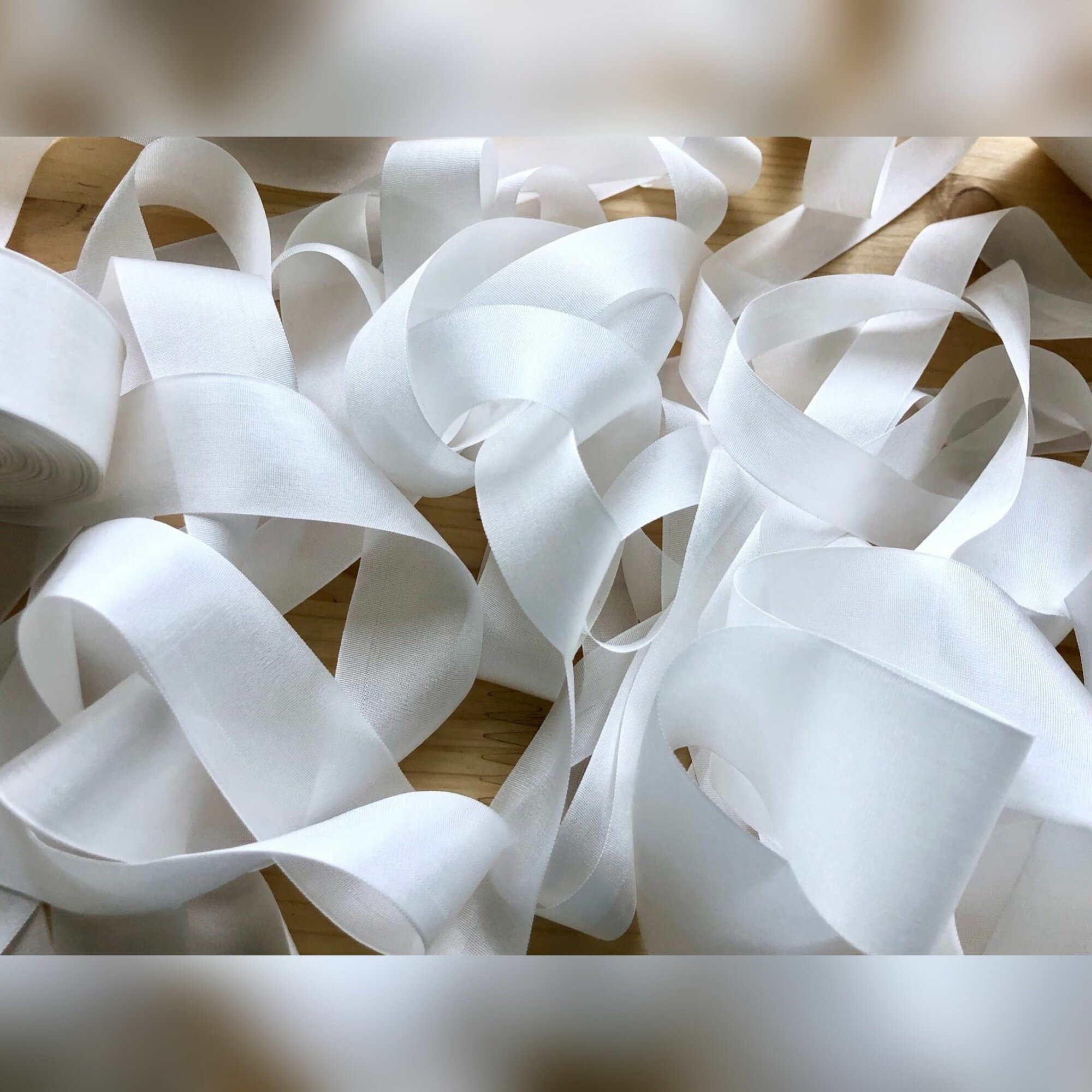 Набор лент 100% шелк натуральный белый по 5м