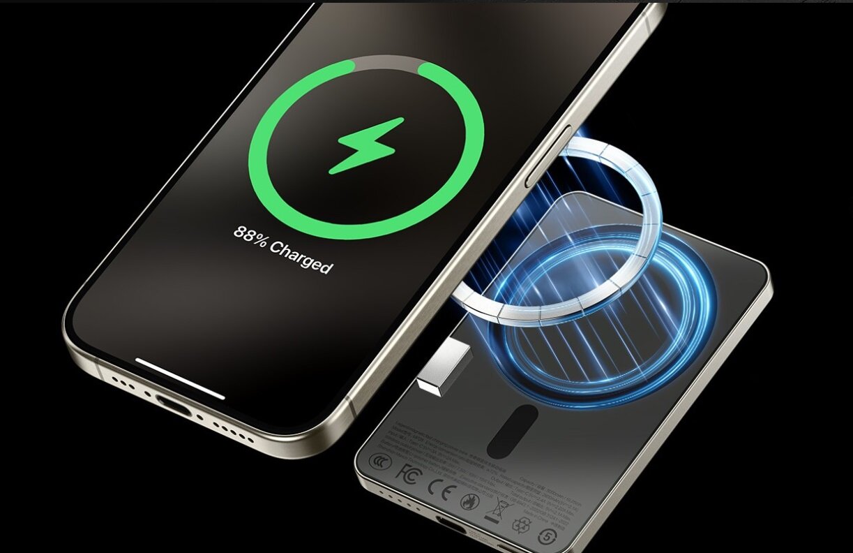 Аккумулятор MAXCO Legend, беспроводная зарядка, Natural Titanium, 10000mAh — фото 1