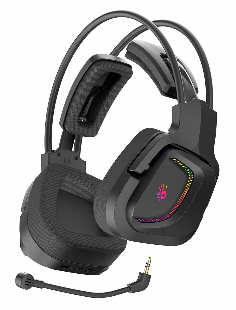 Гарнитура игровая A4TECH Bloody MR575, для компьютера и игровых консолей, мониторные, Bluetooth/радио, черный