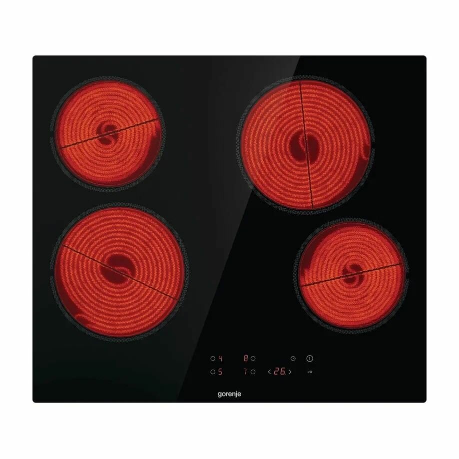 Картинки Варочная панель электрическая Gorenje ECT64BSCE встраиваемая, 60 см, стеклокерамическая, таймер, черный