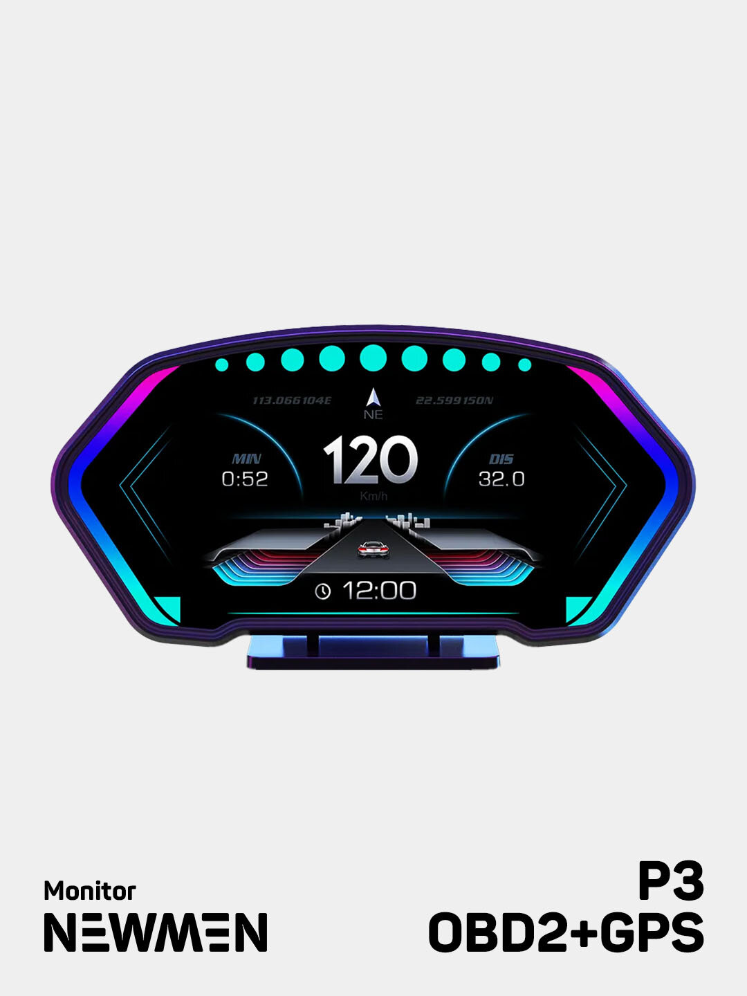Бортовой компьютер WiiYii NEWMEN HUD OBD2 GPS, спидометр, датчик температуры