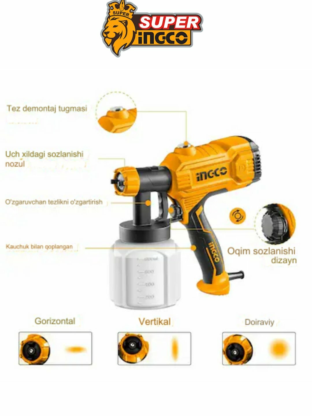 Краскораспылитель электрический Ingco SPG3508 Industrial, 450 Вт — фото 1