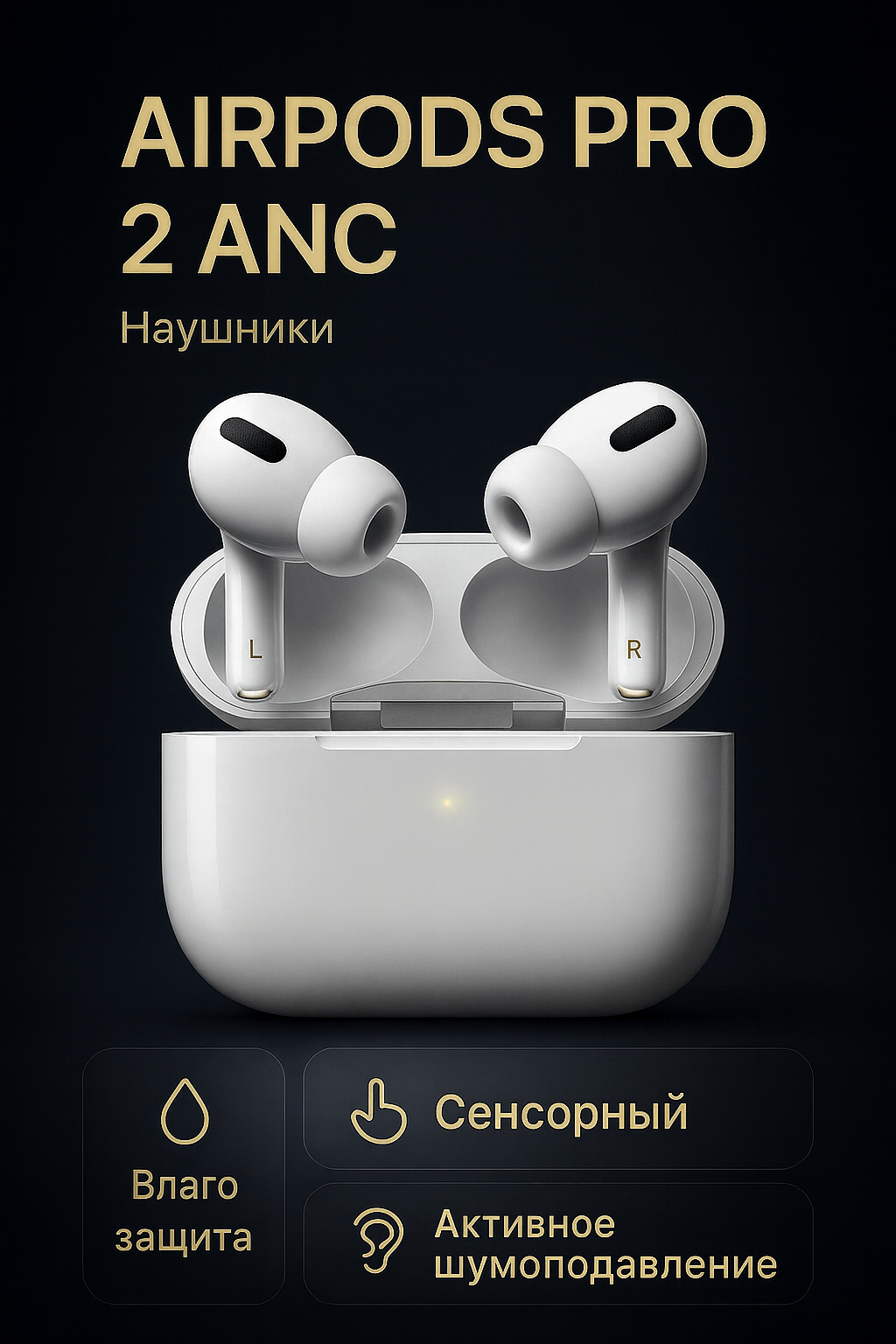 Apple AirPods Pro 2 ANC (2-го поколения) с активным шумоподавлением ANC, Bluetooth-наушники