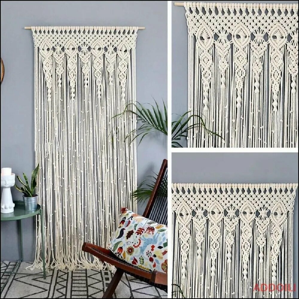 Занавеска на дверь из бусин 90x180 см белый