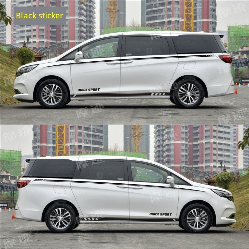 Оригинальный материал черная наклейка для кузова Buick GL8 MPV, виниловая наклейка для боковой юбки с матовым покрытием