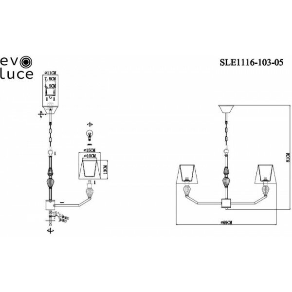 Люстра Evoluce Balnea SLE1116-103-05, E14, 200 Вт, кол-во ламп: 5 шт., цвет: хром - фотография № 6