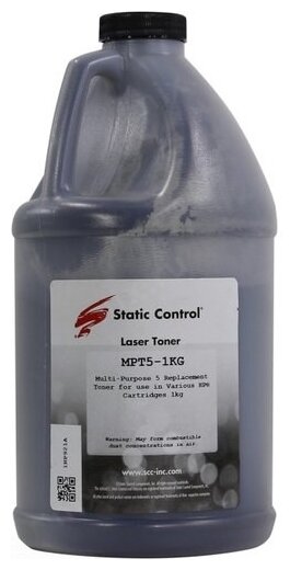 Тонер Static Control Mpt5-1kg черный флакон 1000гр. для принтера HP LJ1200/4100/5000 Mpt5-1kg