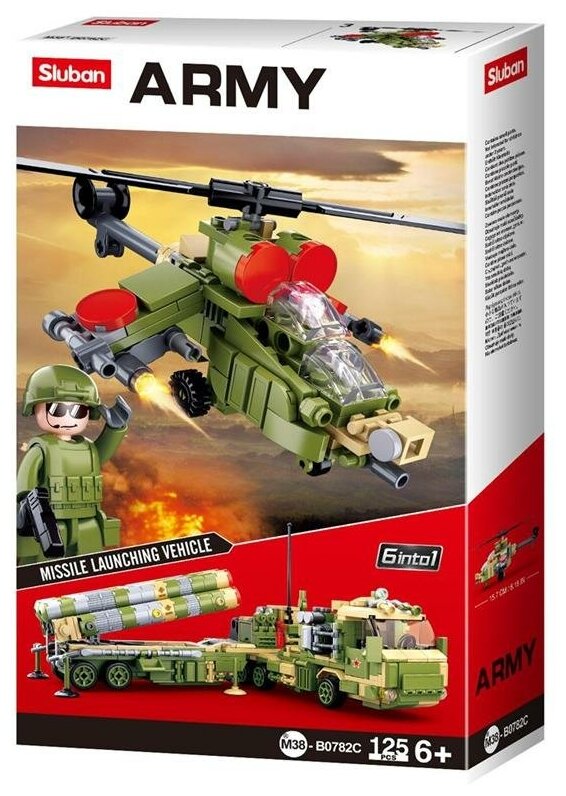 Конструктор Sluban Армия Боевой вертолет 125 деталей