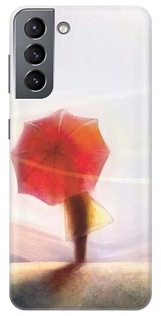 Чехол - накладка ArtColor для Samsung Galaxy S21 с принтом "Красный зонтик"