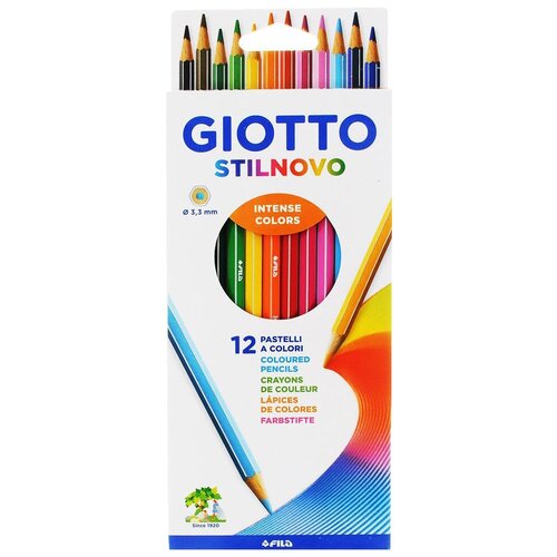 Карандаши цветные 12 цветов, дерево, шестигранный Ast Stilnovo GIOTTO 256500 - 1 шт.