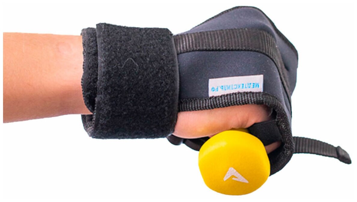 Перчатка-фиксатор с фастексом для разработки рук после инсульта, тренажер