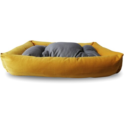 фото Лежанка frais с бортами и подушкой для кошек и собак 45*60 см, желтая