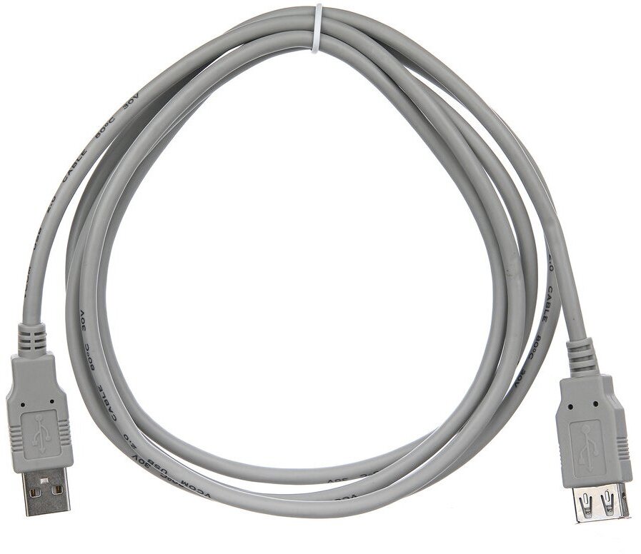 Кабель VCOM USB - USB (CU202), 1.8 м, серый