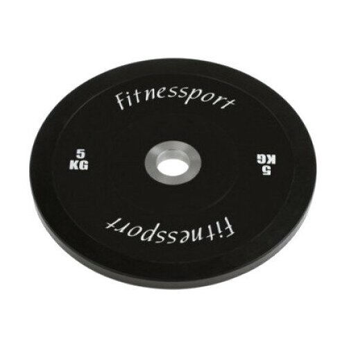 фото Бамперный диск для кроссфита fitnessport (черный) 5 кг. rcp22-5