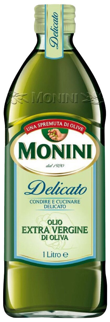 Масло оливковое Monini нерафинированное Extra Virgin Delicato, 1 л