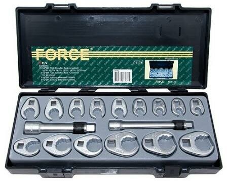 Набор ключей разрезных 1/2 & 3/8 12-ти гранных воронья лапа 17 предметов FORCE FORCE 5172