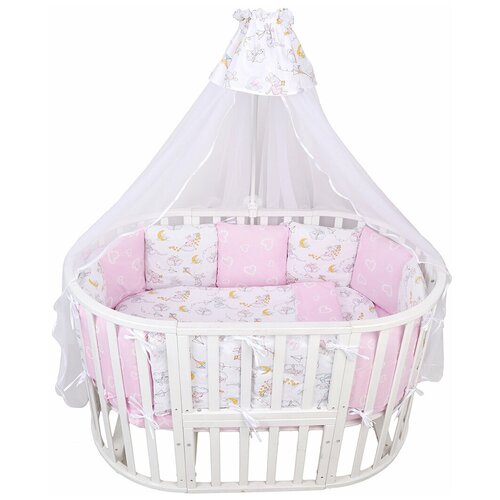 фото Комплект premium в кроватку 18 предметов (6+12 подушек-бортиков) amarobaby мышата в облаках (поплин)