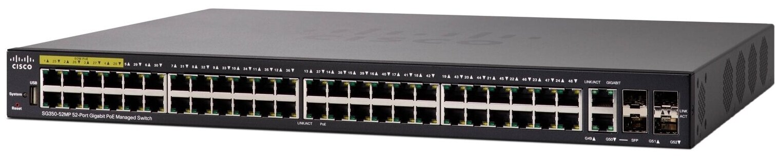 Коммутатор Cisco SG350-52MP-K9-EUEU