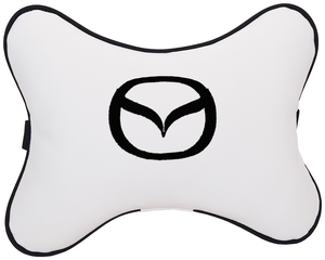 Фото Vital Technologies Подушка на подголовник с логотипом автомобиля MAZDA Экокожа / Молочный