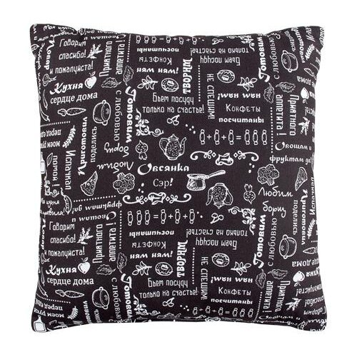 фото Подушка декоративная "правила кухни", рогожка; горький шоколад; размер 40 х 40 традиция