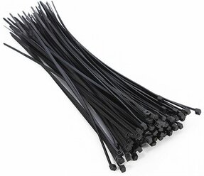 Стяжка кабельная (хомут стяжной пластиковый) 4х300 мм нейлон, черная, (100шт.)