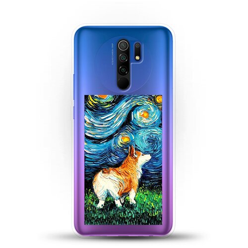 фото Силиконовый чехол корги ван гога на xiaomi redmi 9 andy & paul