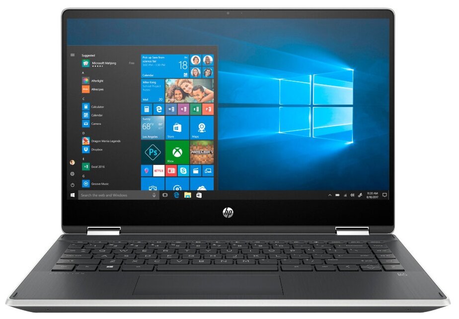 14" Ноутбук HP PAVILION x360 14-dh1001ur 1920x1080, Intel Core i7 10510U 1.8 ГГц, RAM 8 ГБ, DDR4, SSD 512 ГБ, Intel UHD Graphics, Windows 10 Home, 9HF14EA, естественный серебристый/пепельно-серебристый