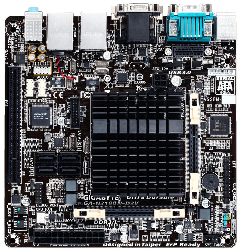 Материнская плата GIGABYTE GA-N3160N-D3V (rev. 1.0)