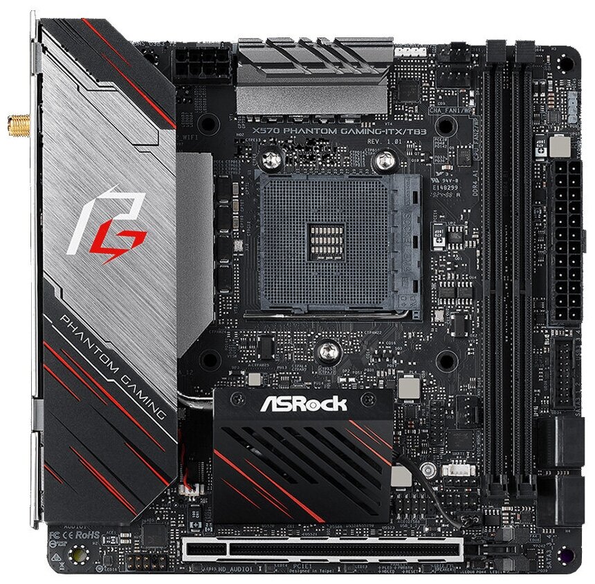 Материнская плата ASRock X570 PHANTOM GAMING-ITX/TB3 Socket AM4 AMD X570 2xDDR4 1xPCI-E 16x 4 mini-ITX Retail - фото №1