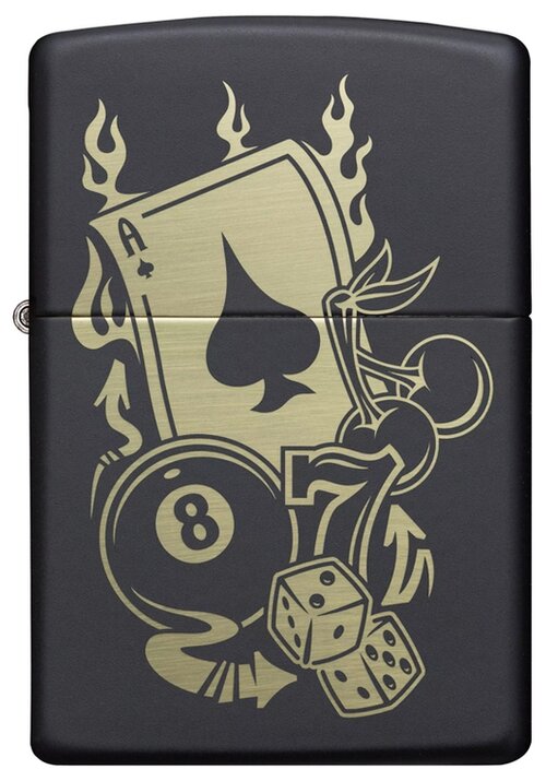 Оригинальная бензиновая зажигалка ZIPPO 49257 Gambling Design с покрытием Black Matte - Азартные Игры