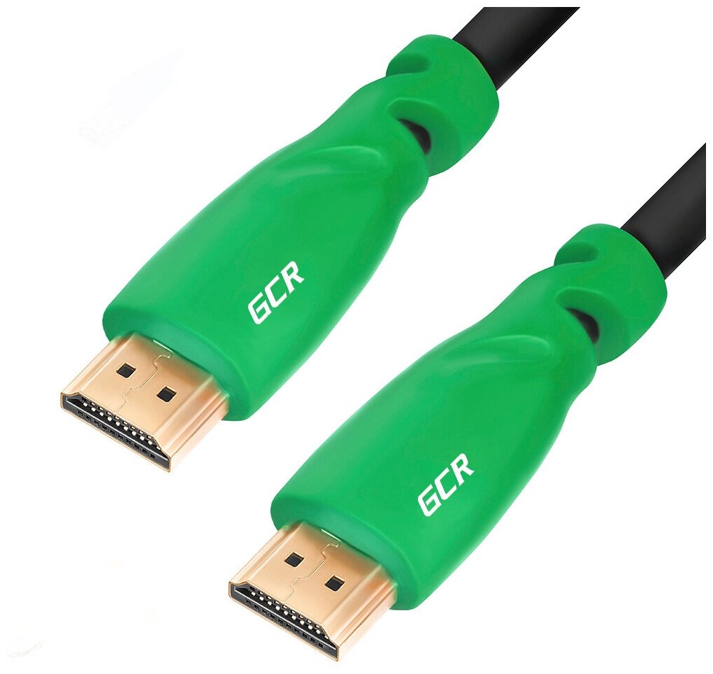 Greenconnect Кабель 3.0m, HDMI версия 2.0 HDR 4:2:2, Ultra HD, 4K 60 fps 60Hz/5K*30Hz, 3D, AUDIO, 18.0 Гбит/с, 28/28 AWG, OD7.3mm, тройной экран, черный, зеленые коннекторы, GCR-HM321-3.0m