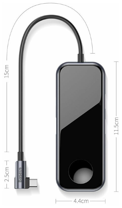 USB-концентратор  Baseus Mirror Series Multifunctional HUB (CAHUB-AZ0G), разъемов: 3, черный
