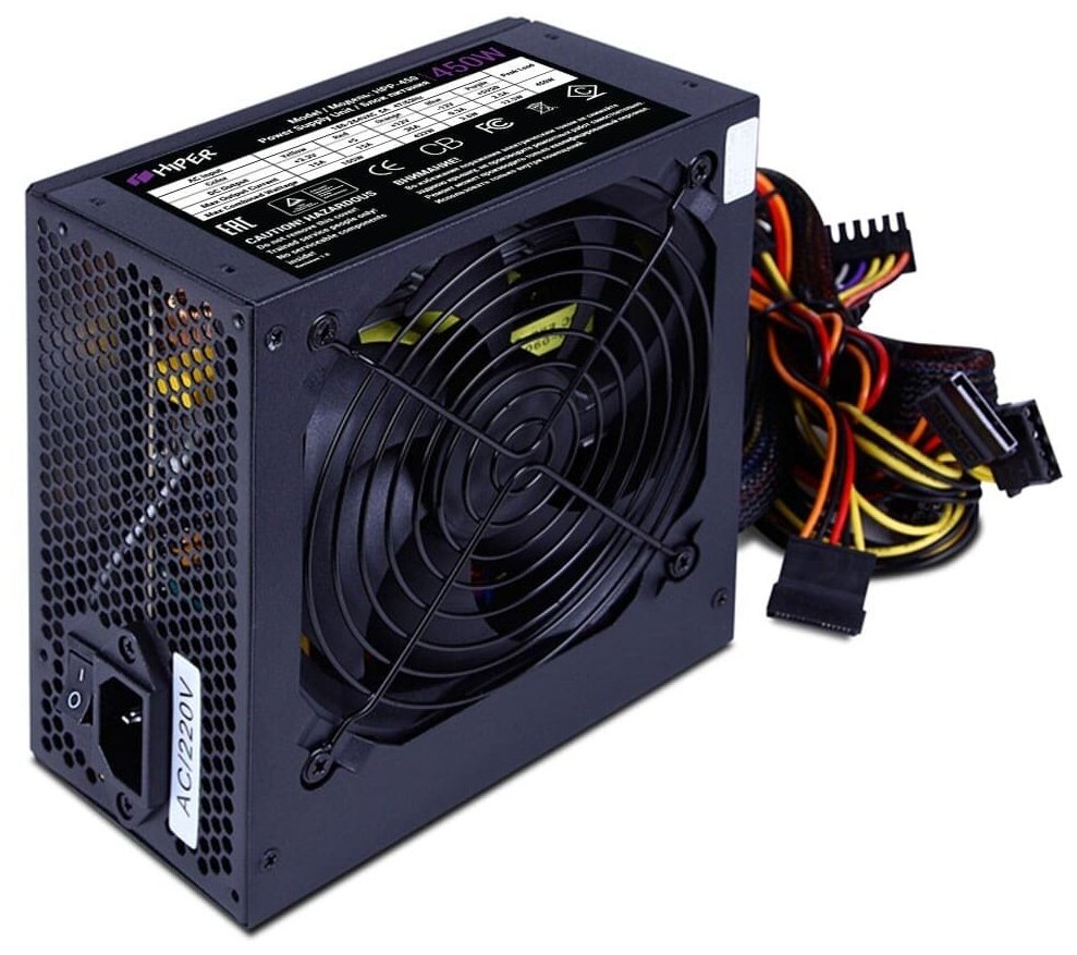 Блок питания 450W HIPER HPP-450 (ATX 2.31, Active PFC, 120mm fan, черный)