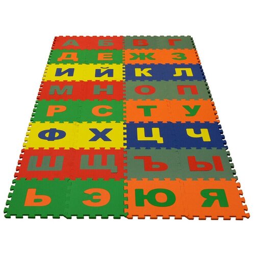 Коврик-пазл Eco-cover Русский алфавит 25МПД2/Р, разноцветный, 200х100 см мягкий пол развивающий русский алфавит 25 25 см 32 дет