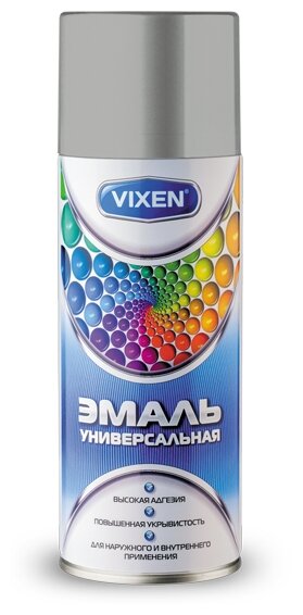 Эмаль Vixen универсальная глянцевая, RAL 7035 светло-серый, 520 мл