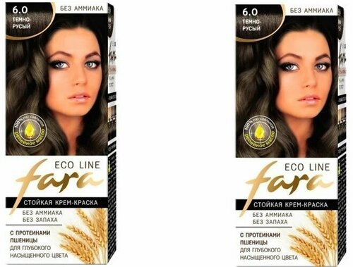 Краска для волос FARA (Фара) Eco Line Green, 6.0 темно-русый х 2шт