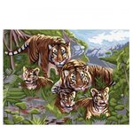 Danko Toys картина по номерам Семья тигров 30х40 см - изображение