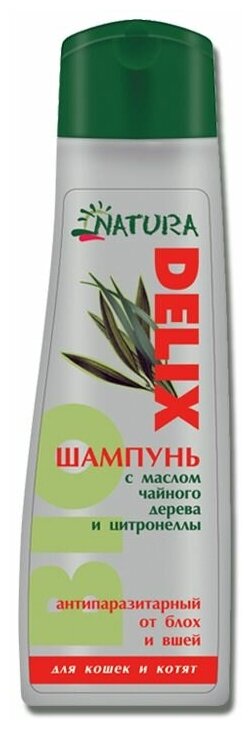 NATURA DELIX шампунь от блох и клещей Bio с маслом чайного дерева и цитронеллы для котят и кошек