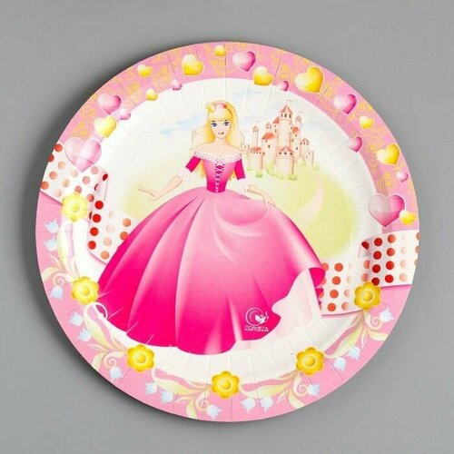 Тарелка одноразовая Принцесса ламинированная, картон, 18 см, 100 шт.