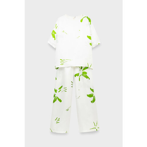 фото Комплект alpe cashmere, брюки, футболка, короткий рукав, размер 40, зеленый, белый
