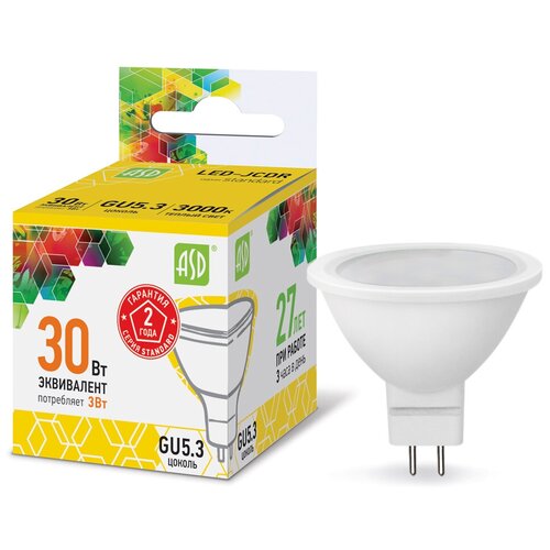 фото Лампа светодиодная asd led-jcdr-std 3000к, gu5.3, r50, 3вт