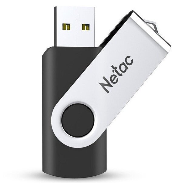 Накопитель USB 2.0 32Гб Netac U505 (NT03U505N-032G-20BK), черный/серебристый