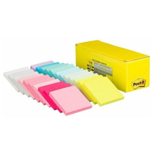 Купить Post-it Блок-кубик Конфетти, 76х76 мм 22 блока по 100 листов (654-CFT) желтый/розовый/голубой, Бумага для заметок